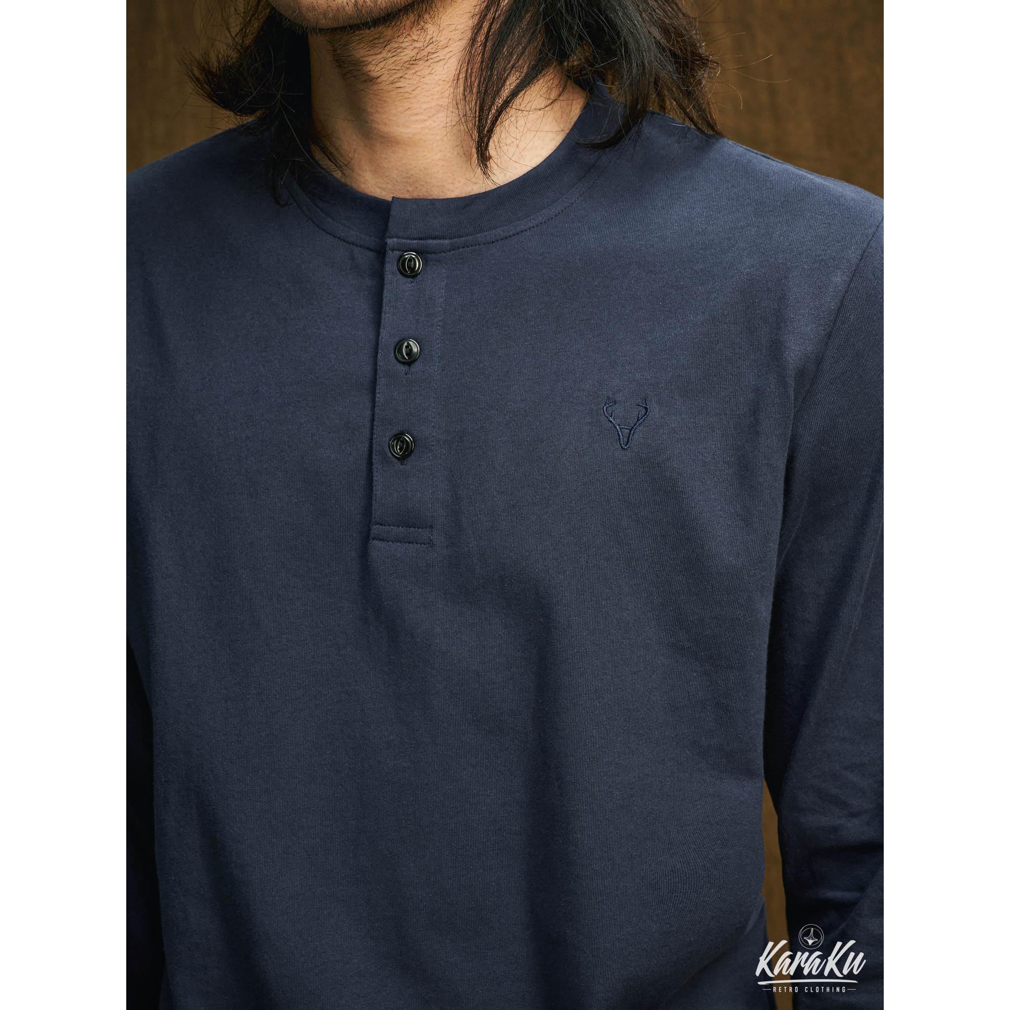 胸ミニ刺繡　コットンヘンリーネックロンＴ - Image 7