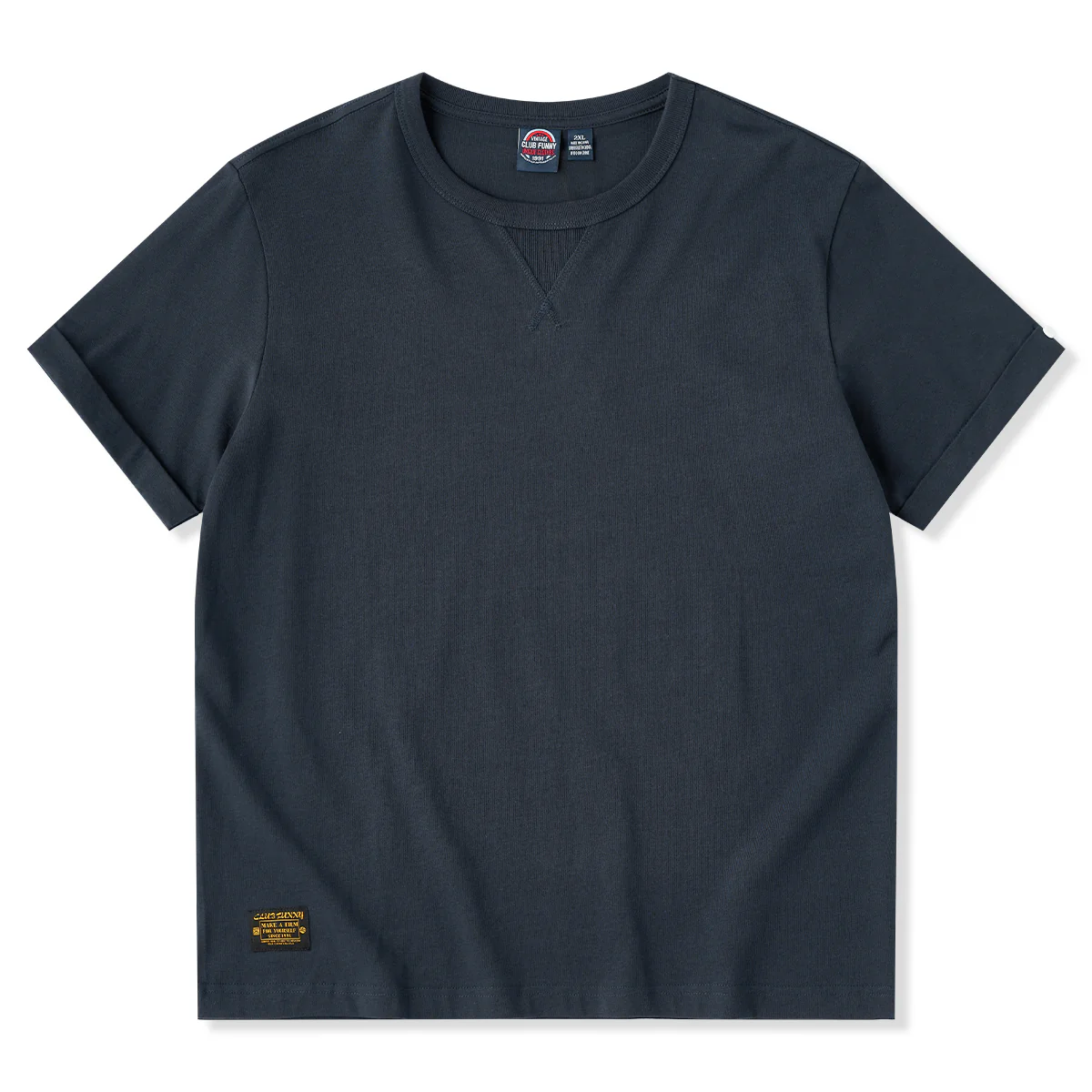 ヘビーウェイト 無地クルーネック海軍Tシャツ - Image 4