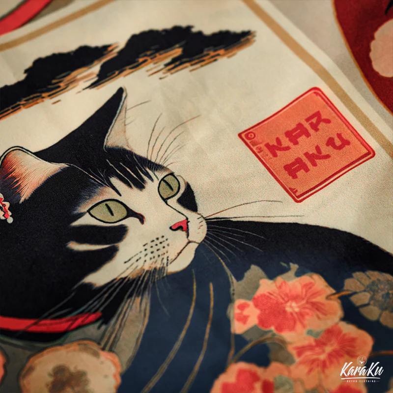 明治時代の猫 総柄 浮世絵風アロハシャツ　 - Image 17