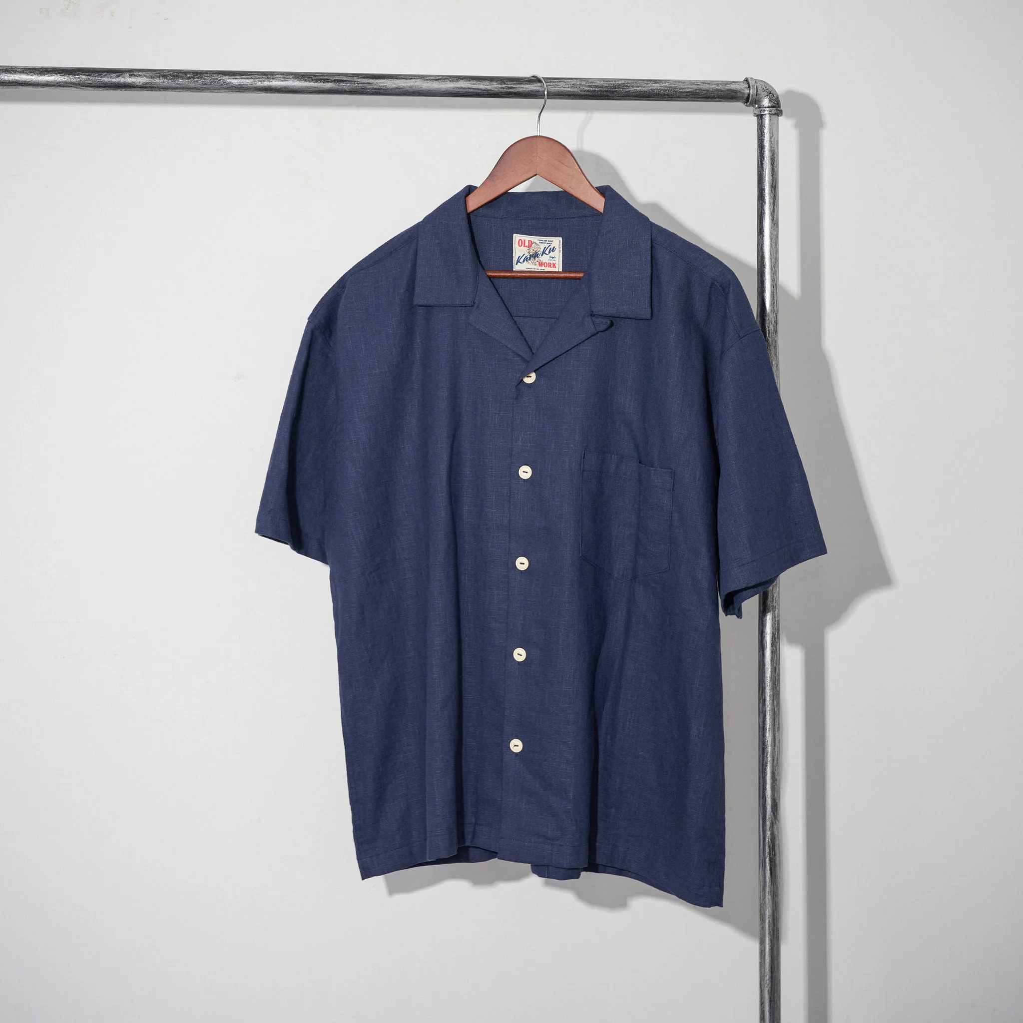 藍染　ドロップショルダー綿麻キューバシャツ - Image 4