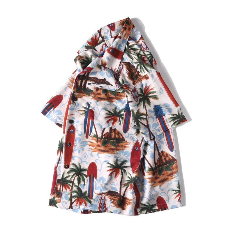 HAWAII ALOHA 「サーフボード&ヤシの木」アロハシャツ - Image 3