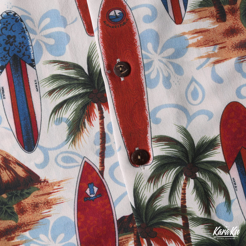HAWAII ALOHA 「サーフボード&ヤシの木」アロハシャツ - Image 7