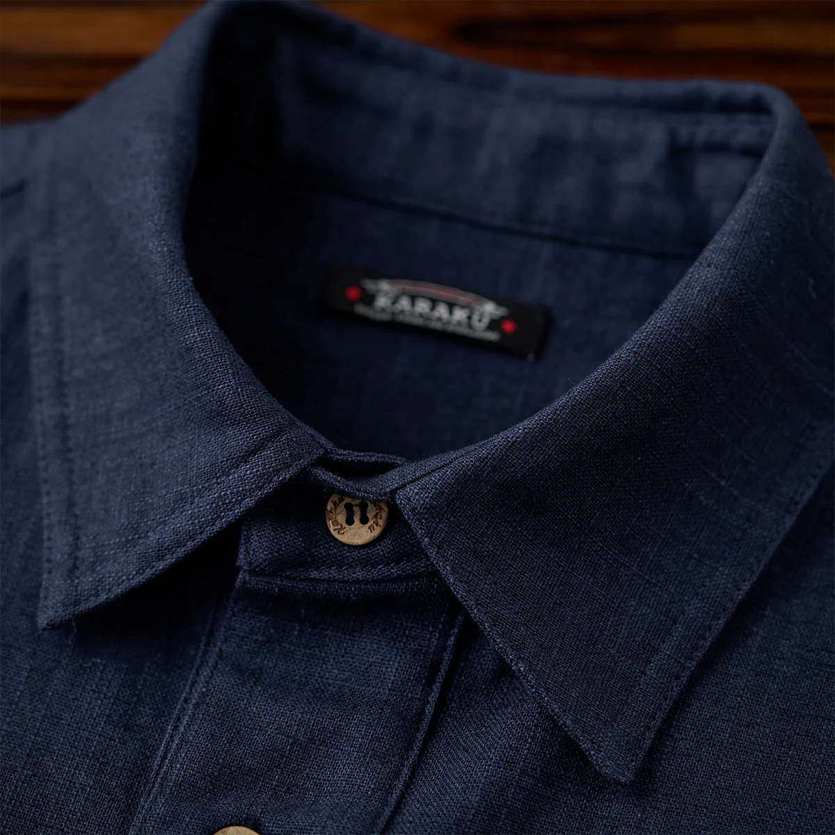 NAVY ハーフボタンコットンリネンポロシャツ - Image 10