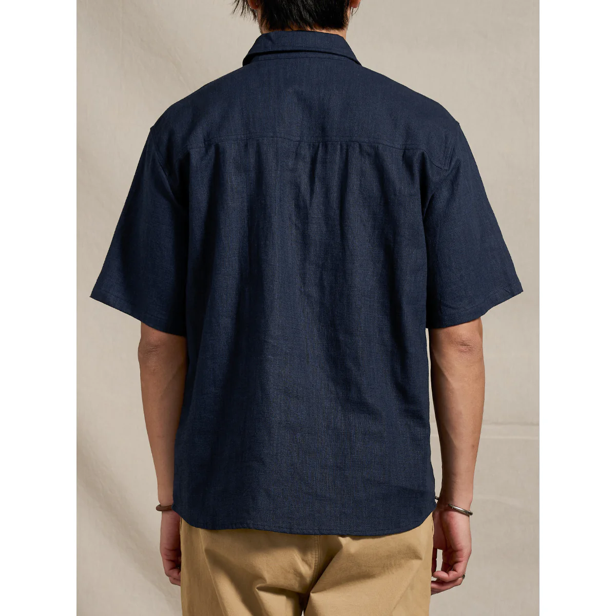 NAVY ハーフボタンコットンリネンポロシャツ - Image 9