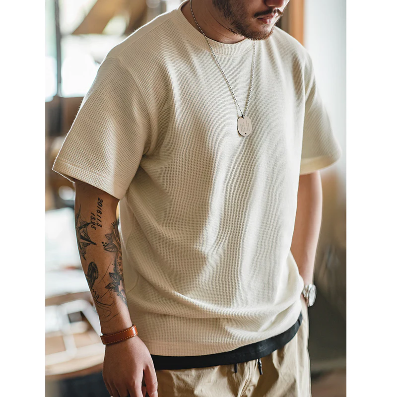 ドレープ感 ワッフル生地ニットTシャツ - Image 6