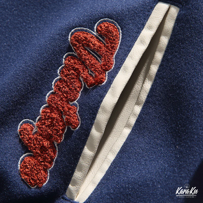 異素材コンビ配色ⅹ刺繡入りスタジャン 全3色 - Image 12