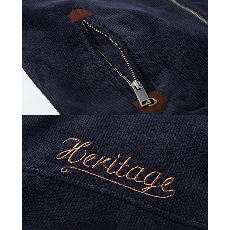 ベルクロ式パッチ付き　レター刺繍入りコーデュロイジャケット - Image 12