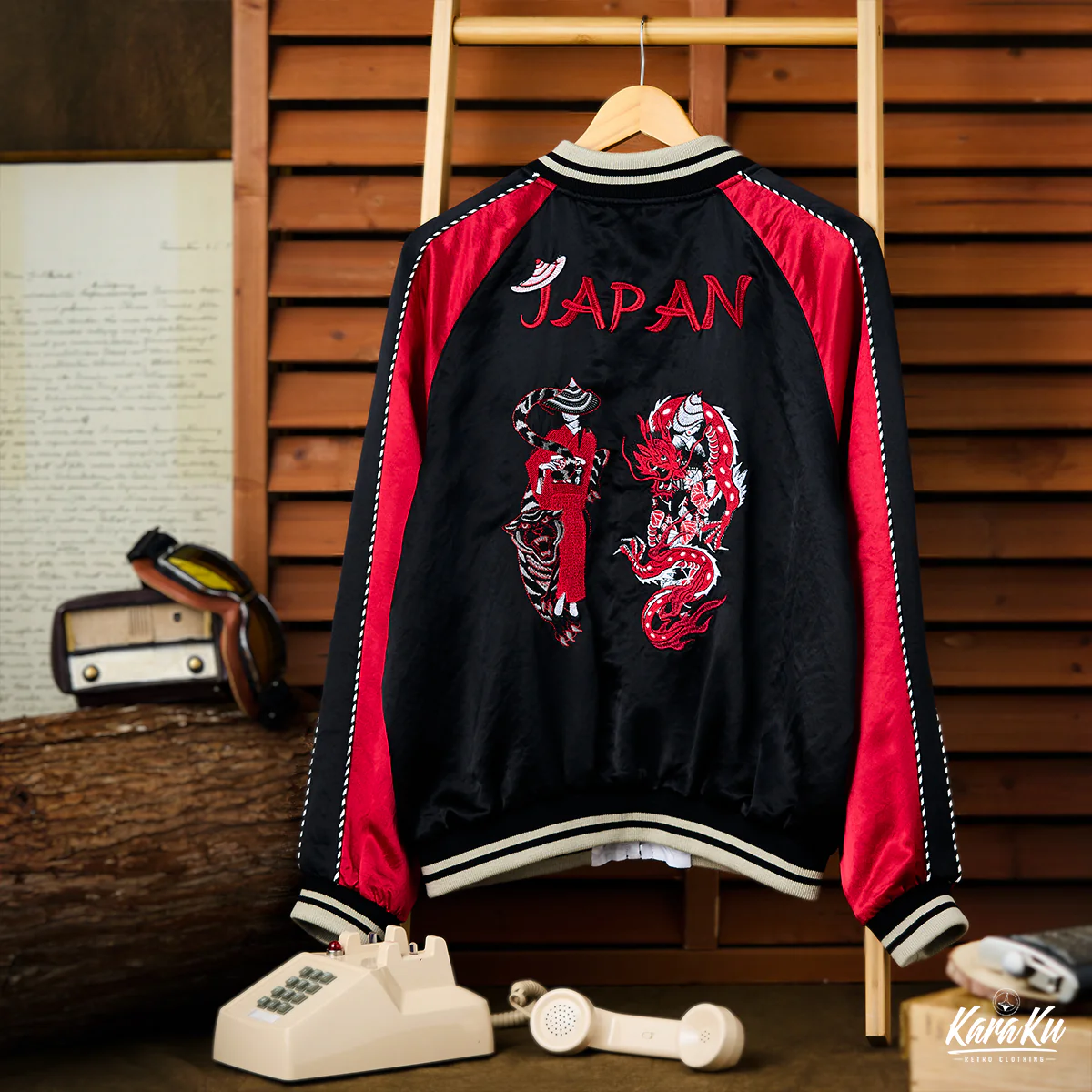 横須賀「影虎赤龍」浮世絵風刺繡入りスカジャン - Image 3