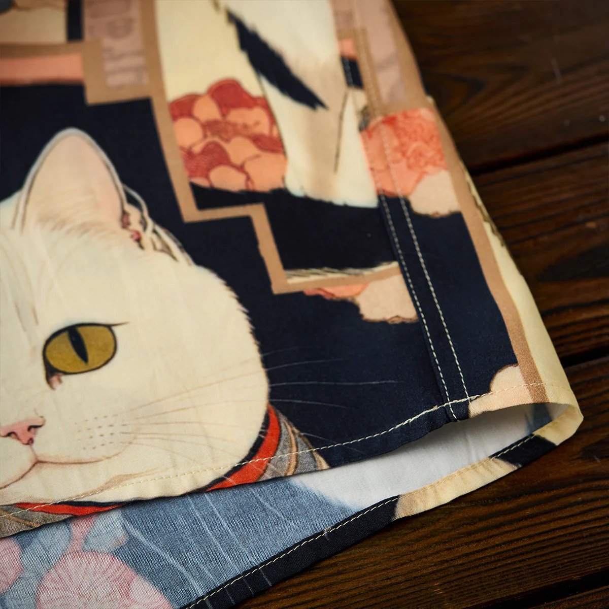 「明治時代・猫」浮世絵風総柄プリント入りアロハシャツ - Image 15